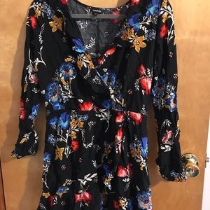 Express Floral Ruffle Mini Dress